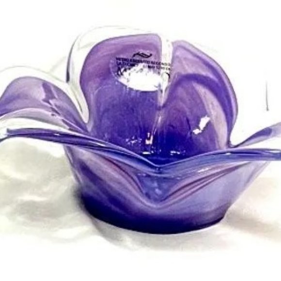 Murano Other - Mid 20th Century Purple Murano Swirl Art Glass Bowl/ candle holder